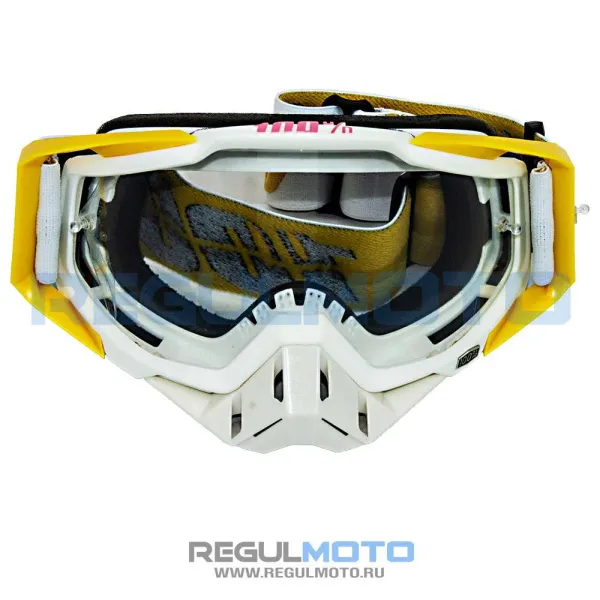 Очки 100% RACECRAFT белый/чёрный/зелёный | Мототека